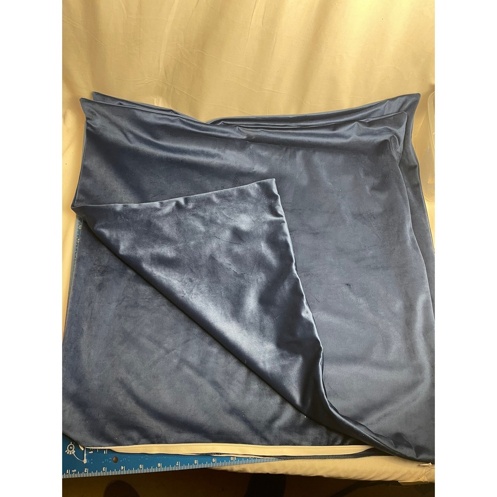 Pair Recyco Velvet Throw Pillow Cover 24x24 Blue Square Decorative Cushion Case